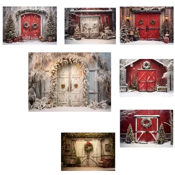 210 см x 150 см Рождественский фон Ткань Рождественская дверь Украшение для вечеринки Фотостудия Детские фотографии Фоны