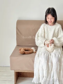 Детская одежда Корейское платье для девочки 2023 осень и зима Новая вестернизированная детская длинная юбка среднего размера