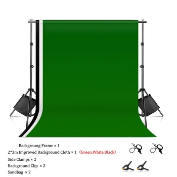  Фотосъемка Фон Подставка Отрегулируйте с помощью 2X3M Черно-Белый Зеленый Ткань Фоны Экрана Фоны Хромакей Поддержка Система Цветность Рамки