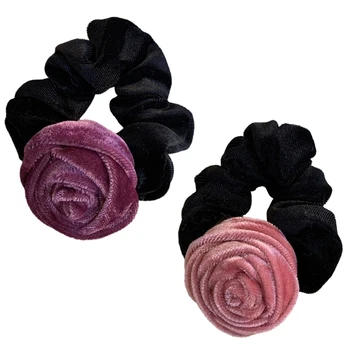 резинки для волос ручной работы с цветком розы корейские женщины винтаж цветочные резинки для волос