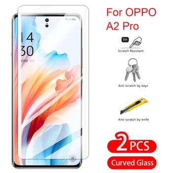 Для Oppo A2 Pro Защитная пленка для экрана Изогнутая 9D Закаленное стекло Clear HD Flim Full Cover High Hardness Front Flim 2PCS For Oppo A2 Pro