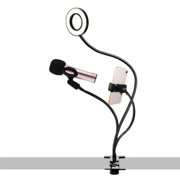 Универсальный кольцевой светильник для селфи с гибким держателем для мобильного телефона Ленивый кронштейн Настольная лампа Светодиодный светильник для прямой трансляции Офисная кухня