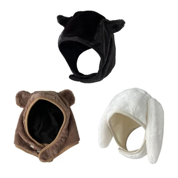 Модная шапочка Y2K Bear Ear Шапка-шарф с магнитной пряжкой для уникального