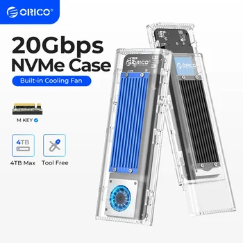 ORICO 20 Гбит/с M.2 NVME SSD Корпус с охлаждающим вентилятором USB 3.2 Gen 2 x 2 PCIE NVME Адаптер без инструментов 4 ТБ для ключа PCIe M