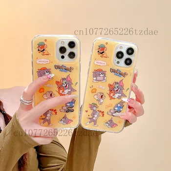 Забавный мультяшный чехол для телефона в кошки-мышки для Iphone 11 12 13 14 15 Pro Max XS XR Fashion Ins Подарок