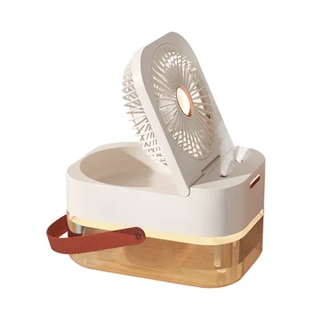  Новый увлажнитель тумана Вентилятор Портативный вентилятор Воздухоохладитель USB Вентилятор Настольный вентилятор с ночником Летний белый