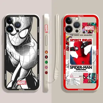 Жидкостный чехол для Apple iPhone 14 13 12 11 Pro Max 13 12 Mini XS XR X 7 8 6 6S Plus Marvel Amazing SpiderMan Peter Parker Comics