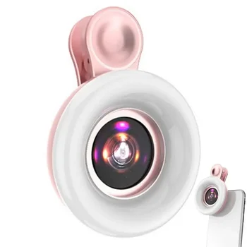 2023 Новый заполняющий свет мобильного телефона 15-кратный макрообъектив Портативный светодиодный кольцевой светильник для селфи для смартфона iPhone Универсальный кольцевой зажим
