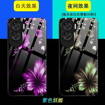 Чехол для телефона Huawei Honor X50i Чехол Светящееся закаленное стекло Темное В задней крышке для крышки Honor X50i