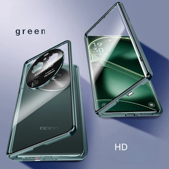 Двухсторонний стеклянный чехол для телефона OPPO Find X6 FindX6 Pro Магнитный чехол 360° Полная защита Защитная задняя крышка Shell Capa