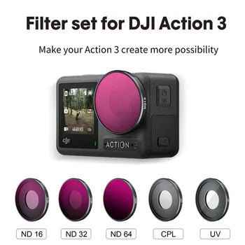 ND16/32/64 Комплект УФ-фильтров CPL для спортивных видеокамер DJI ACTION 3 Линзы для защиты объектива АксессуарыОптическое стекло для фотографии