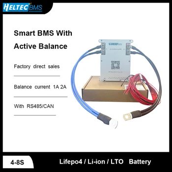 Heltec Smart BMS Активный баланс 1А 2А 12В 24В BMS 4S 8S 100A 200A Lifepo4 Литий-ионный аккумулятор Lto RS485 / CAN Температура Медный нос