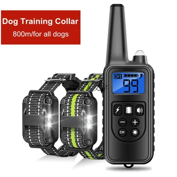  800 м Электрический ошейник для дрессировки собак Водонепроницаемый перезаряжаемый пульт дистанционного управления для домашних животных с ЖК-дисплеем для всех размеров Ударный вибрационный звук