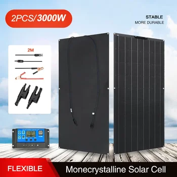 3000 Вт 1500 Вт Солнечная панель 18 В Высокоэффективный портативный внешний аккумулятор Гибкая зарядка Наружные солнечные батареи для дома / кемпинга
