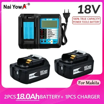 Оригинал для аккумуляторной батареи Makita 18 В 18000 мАч 18,0 Ач со светодиодным литий-ионным аккумулятором LXT BL1860B BL1860 BL1850