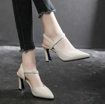 Мягкая кожа однотонная универсальная одиночная обувь 2023 лето новый толстый каблук Baotou модная удобная женская обувь на высоком каблуке