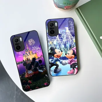 Симпатичный чехол для телефона Disney Mickey Minnie для Xiaomi 13 10 10T 11i 11T Redmi Note 11 9 8 11S Pro Poco M4 F3 X3 2023 Стеклянная крышка