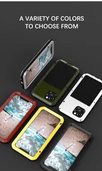 Love Mei Сверхпрочный Бронированный Чехол Для Телефона Для iPhone 12 Pro Max Металлический Алюминиевый Защитный Чехол Для iPhone 12 / iPhone 12 Mini