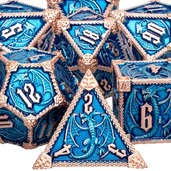 Синий DND Металлический многогранный набор кубиков дракона для Dungeon and Dragon MTG Pathfinder RPG Savage World D&D Настольная ролевая игра