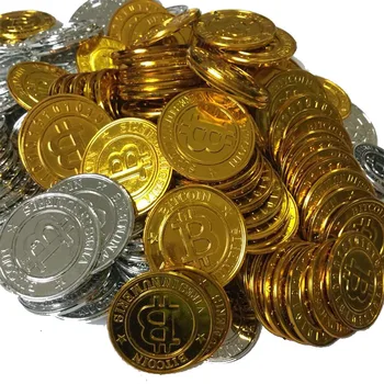 50 шт./комплект Позолоченные покерные фишки, модель Bitcoin, серебро, 39 мм * 2,6 мм, внешняя торговля, новый кочерга, 39 мм * 2,6 мм