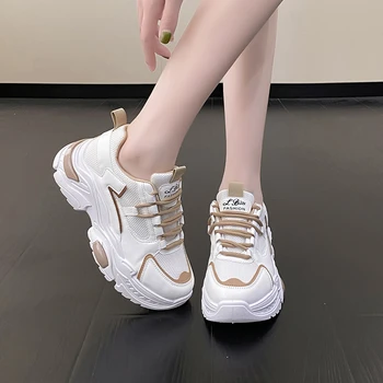 2023 Новые дышащие сетчатые кроссовки на шнуровке для женских женских кроссовок на платформе Модные прочные женские теннисные туфли