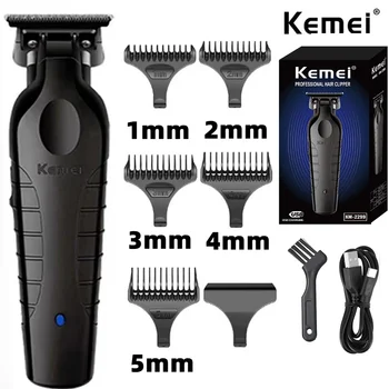 Kemei 2299 Парикмахерский аккумуляторный триммер для волос 0 мм Машинка для стрижки резьбы с нулевым зазором Detailer Профессиональная электрическая машина для финишной резки